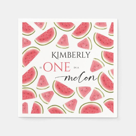 Watermelon Birthday, One in Melon Birthday Party Serviette (Vorderseite)