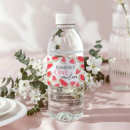 Watermelon Birthday, One in Melon Birthday Party Wasserflaschenetikett