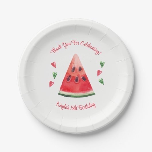 Watermelon Birthday Pappteller (Vorderseite)