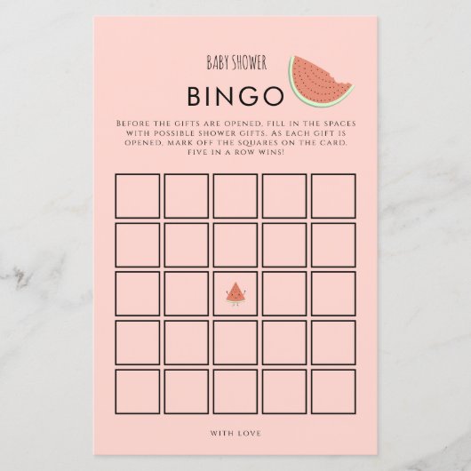 Watermelon Birthday Party Bingo Game (Vorderseite)