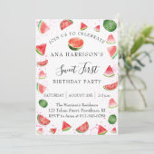 Watermelon Birthday Party Einladung (Stehend Vorderseite)