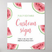 Watermelon Birthday Party Table Sign Poster (Vorne)