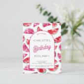 Watermelon Birthday Pool Party Postkarte (Stehend Vorderseite)