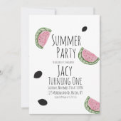 Watermelon Birthday Watercolor Sommersaat Einladung (Vorderseite)