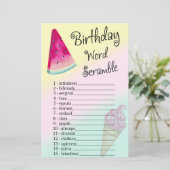 Watermelon Birthday Word Scramble Game (Stehend Vorderseite)