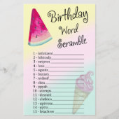Watermelon Birthday Word Scramble Game (Vorderseite)