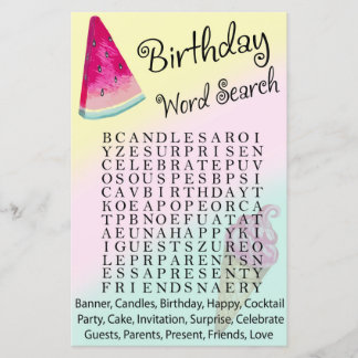 Watermelon Birthday Wortsuche