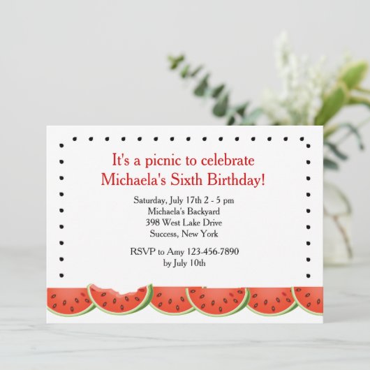 Watermelon Bite Einladung (Stehend Vorderseite)
