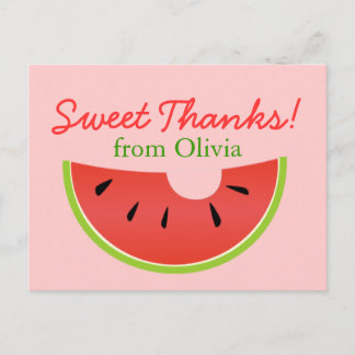 Watermelon Bite Sweet Danke Postcard Postkarte