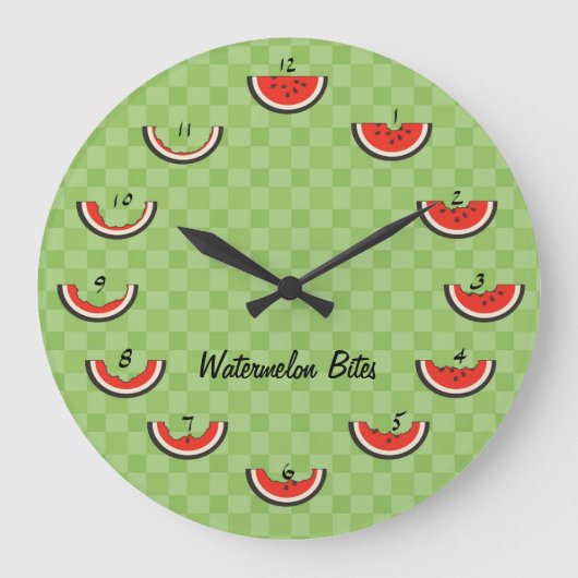 Watermelon Bites Clock Große Wanduhr (Vorderseite)