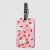 Watermelon Bloom - Fun Summer Floral Pattern" Gepäckanhänger (Vorderseite Vertikal)