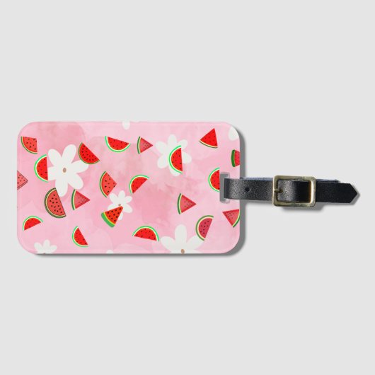 Watermelon Bloom - Fun Summer Floral Pattern" Gepäckanhänger (Vorderseite (Horizontal))