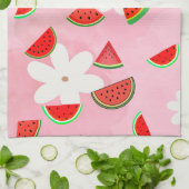 "Watermelon Bloom - Fun Summer Floral Pattern" Geschirrtuch (Gefaltet)