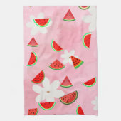 "Watermelon Bloom - Fun Summer Floral Pattern" Geschirrtuch (Vertikal)