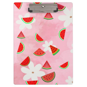 Watermelon Bloom - Fun Summer Floral Pattern" Klemmbrett