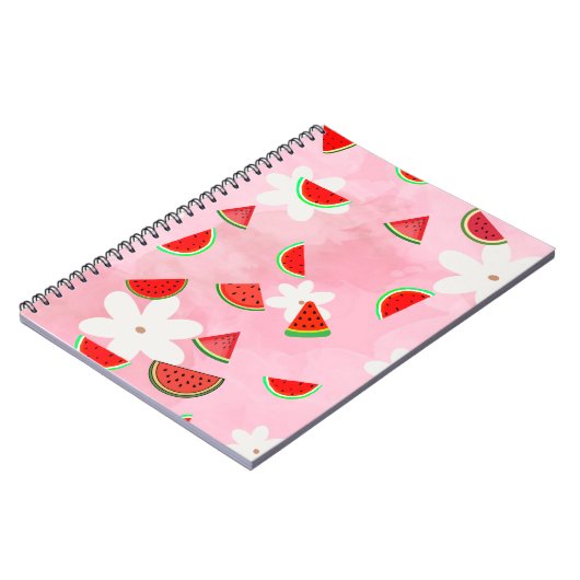 Watermelon Bloom - Fun Summer Floral Pattern" Notizblock (Linke Seite)
