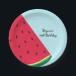 Watermelon Blue Fun Sommerzeit Geburtstagsparty Pappteller<br><div class="desc">Watermelon Blue Fun Sommerzeit Geburtstagsparty Teller. Anpassen mit jedem Text. Matching-Elemente sind verfügbar.</div>
