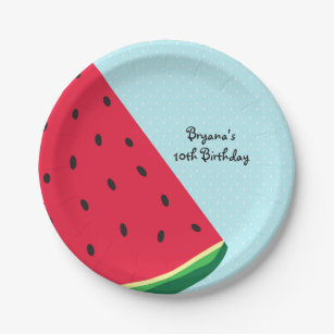 Watermelon Blue Fun Sommerzeit Geburtstagsparty Pappteller