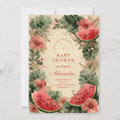 Watermelon Botanical Garden Baby Shower Einladung (Vorderseite)