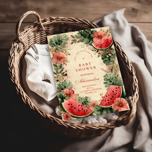 Watermelon Botanical Garden Baby Shower Einladung