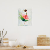 Watermelon Breeze – Whimsical Summer Girl Poster (Küche)