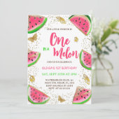 Watermelon Butterflies Girl 1. Geburtstag Einladung (Stehend Vorderseite)