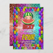 Watermelon Cartoon Geburtstag einladen Kinder Einladung (Vorne/Hinten)