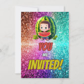 Watermelon Cartoon Geburtstag einladen Kinder Einladung (Rückseite)