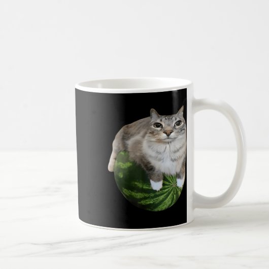 Watermelon Cat Albern Cat Meme Kaffeetasse (Rechts)