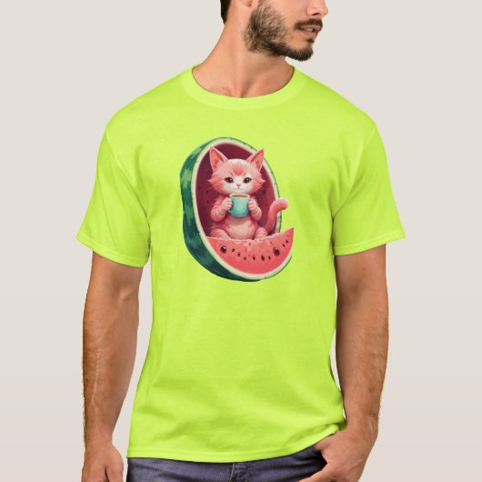 Watermelon Cat Coffee Break T-Shirt (Vorderseite)
