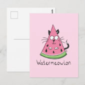 Watermelon Cat Funny Summer Postcard Postkarte (Vorne/Hinten)