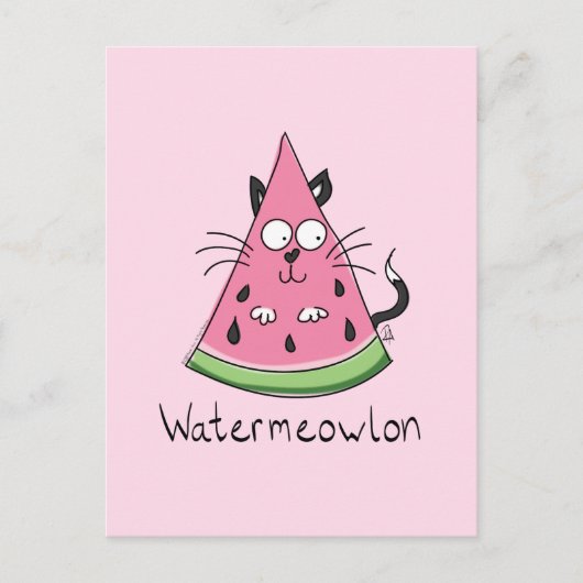 Watermelon Cat Funny Summer Postcard Postkarte (Vorderseite)
