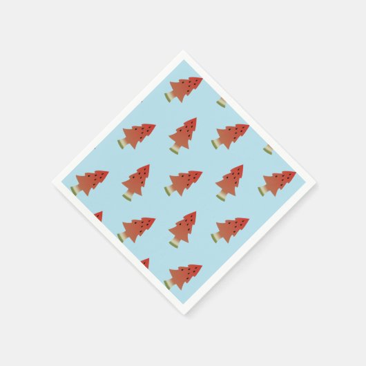 Watermelon Christmas Tree Pattern Summer Party Serviette (Ecke)