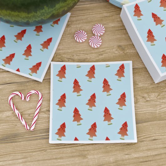 Watermelon Christmas Tree Pattern Summer Party Serviette