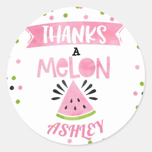 Watermelon Danke an Melon Birthday Party Stickers (Vorderseite)