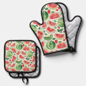 Watermelon Design Ofenhandschuh & Topflappen-Set (Vorderseite/Rückseite)