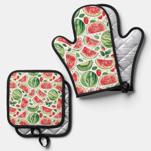 Watermelon Design Ofenhandschuh & Topflappen-Set (Vorderseite/Rückseite)