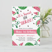 Watermelon Dritte Geburtstagspartei Einladung (Stehend Vorderseite)