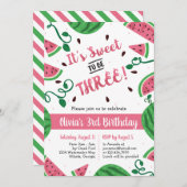 Watermelon Dritte Geburtstagspartei Einladung (Vorne/Hinten)