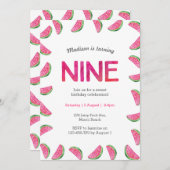 Watermelon Einladung zum 9. Geburtstag (Vorne/Hinten)