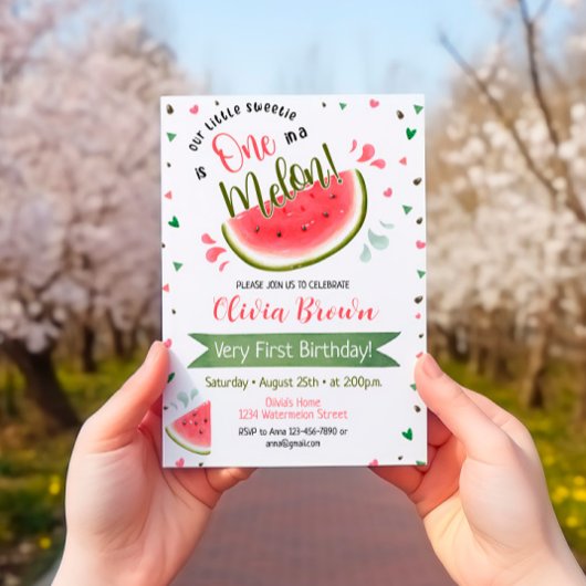 Watermelon Eins Geburtstag im Melon Einladung