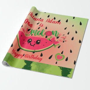 Watermelon Eins in einem Melon Girl's First Birthd Geschenkpapier