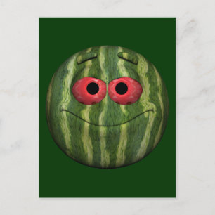 Watermelon Emoticon Green Face Postkarte