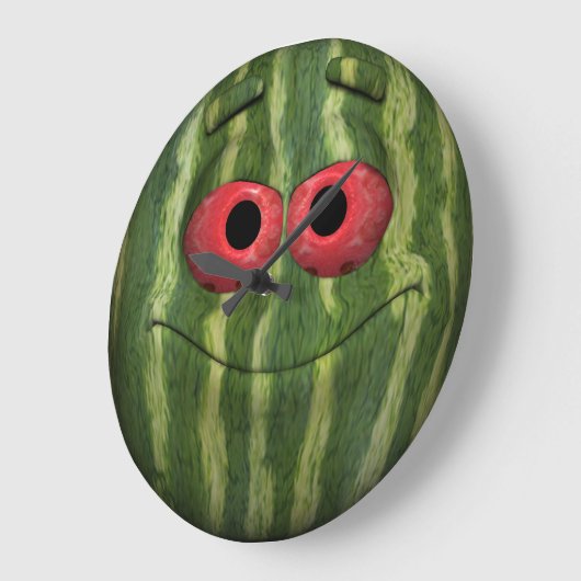 Watermelon Emoticon Große Wanduhr (Winkel)