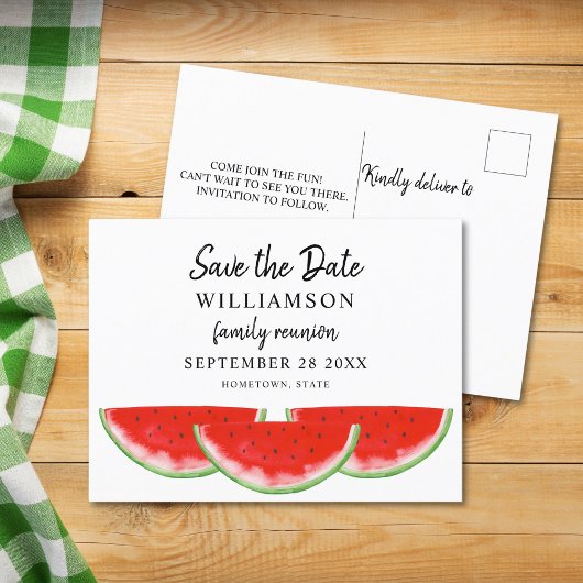 Watermelon Family Wiedersehen Save the Date Ankündigungspostkarte
