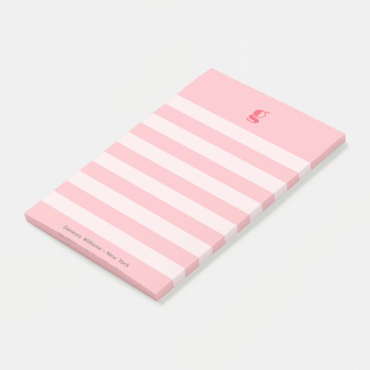 Watermelon Farbige Monogramm Name Groovy Streifen Post-it Klebezettel (angewinkelt)