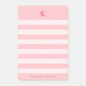 Watermelon Farbige Monogramm Name Groovy Streifen Post-it Klebezettel (Vorderseite)