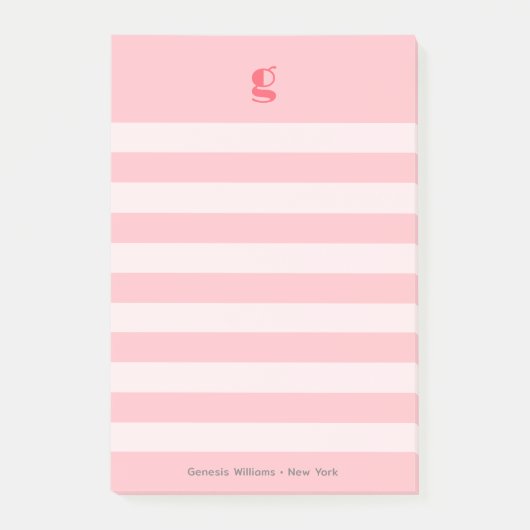 Watermelon Farbige Monogramm Name Groovy Streifen  Post-it Klebezettel (Vorderseite)