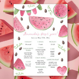 Watermelon First Birthday Milestone Geburtstag Poster