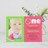 Watermelon First Birthday One ist süßes Foto Einladung (Stehend Vorderseite)